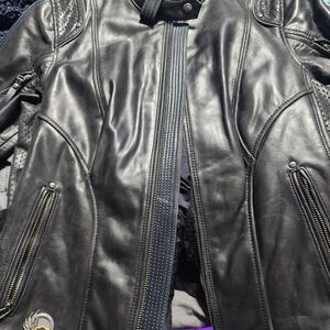 Harley Davidson Anniversary Women's Black Leather Jacket Petite XL